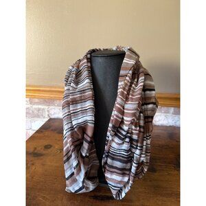 Big Buddha Infinity Scarf Wrap Brown & White Striped Polyester